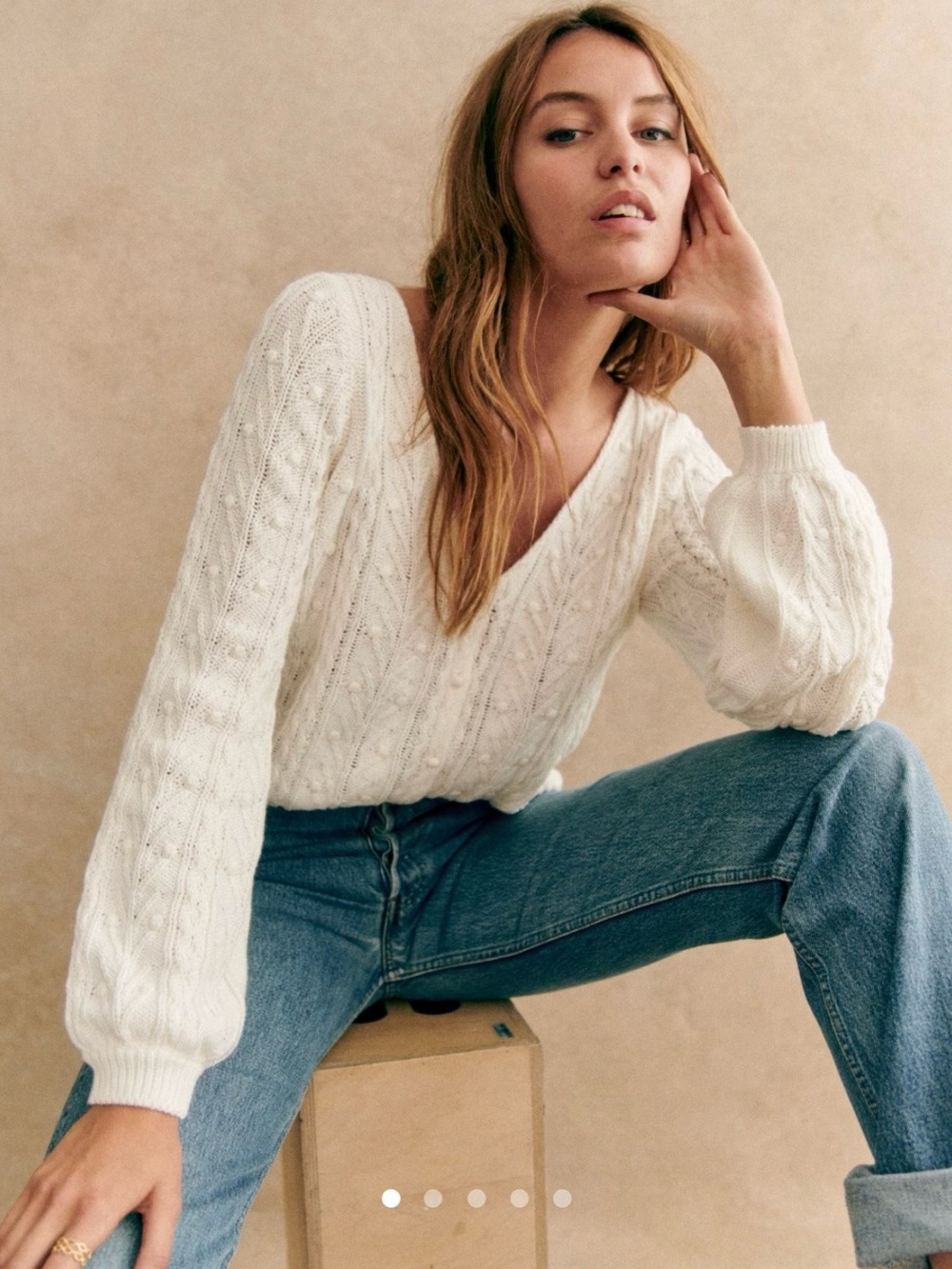 Sezane Beryl Cardigan in Ecru